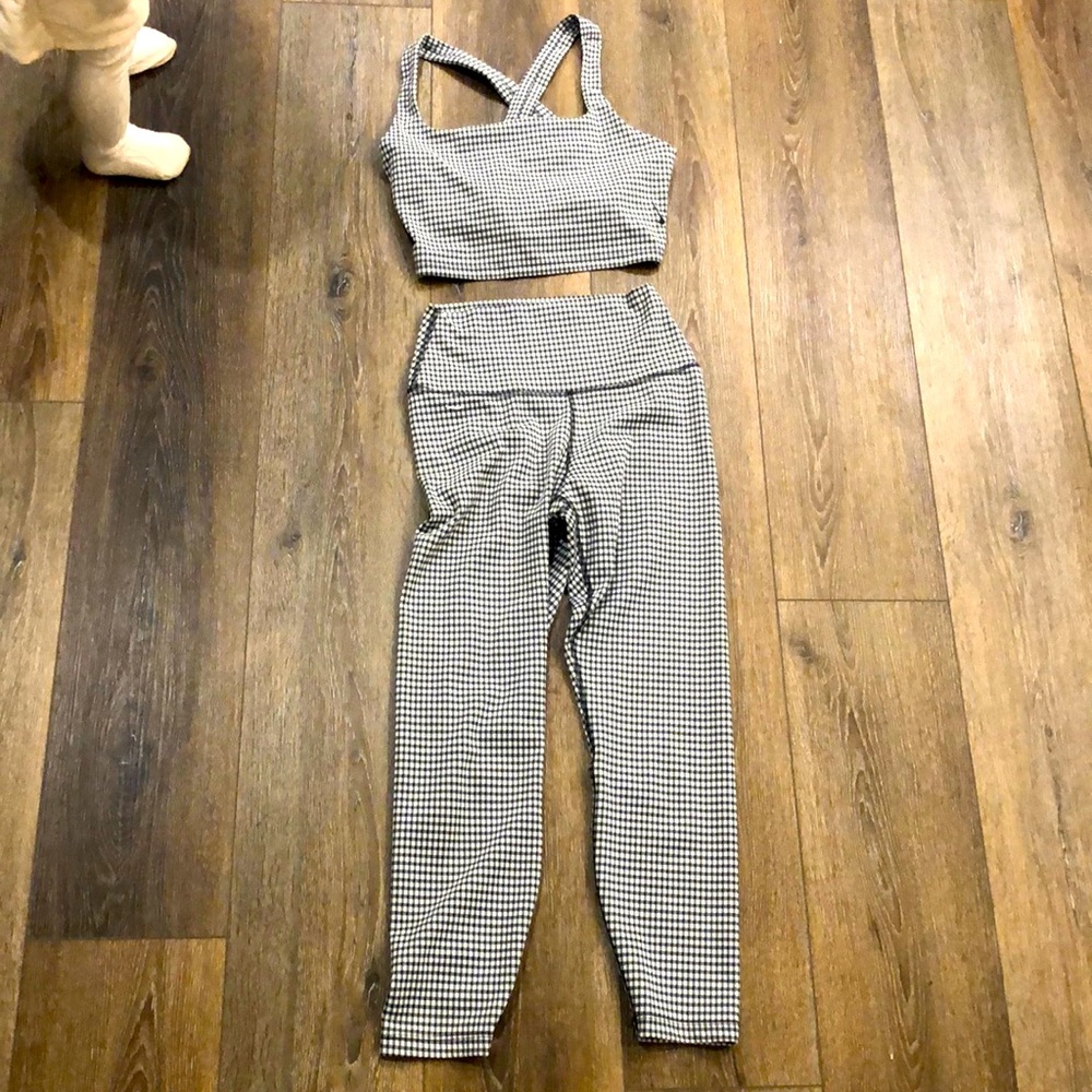 Nike gingham yoga pant/ bra set